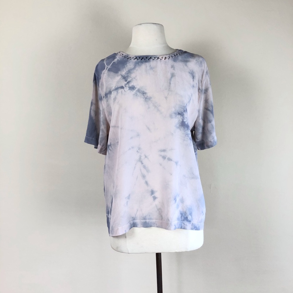 vintage 90s tie dye silk tee | 1990s pale pastel t shirt | grunge boho hippie - Picture 3 of 8